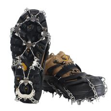 24 Denti Outdoor Snow Antiscivolo Ice Claws Copriscarpe antiscivolo in acciaio inossidabile 201, taglia: M (nero)