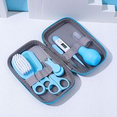 8 in 1 Borsa EVA Set per la cura della pulizia del bambino Kit per la pulizia quotidiana del bambino (blu)