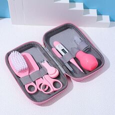 8 in 1 Borsa EVA Set per la cura della pulizia del bambino Kit per la pulizia quotidiana del bambino (rosa)