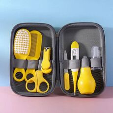 8 in 1 Borsa EVA Set per la cura della pulizia del bambino Kit per la pulizia quotidiana del bambino (giallo)