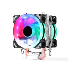 Radiatore per CPU con doppio tubo in rame per computer desktop Ventola doppia a 3 pin con luce a colori super silenziosa