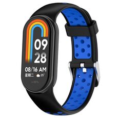 Per Xiaomi Mi Band 8 cinturino in silicone con spina in acciaio bicolore (nero blu)