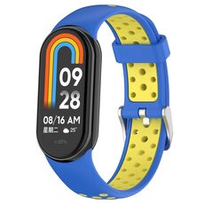 Per Xiaomi Mi Band 8 cinturino in silicone con spina in acciaio bicolore (blu giallo)