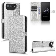 Per Asus ROG Phone 7 Custodia in pelle a nido d'ape Dot Texture (argento)