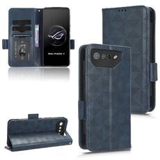 Per Asus ROG Phone 7 Custodia in pelle con motivo a triangolo simmetrico (blu)