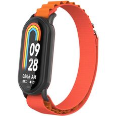 Per Xiaomi Mi Band 8 cinturino in nylon con cinturino in metallo (nero + arancione)