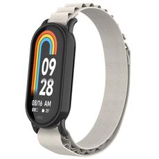 Per Xiaomi Mi Band 8 cinturino in nylon con cinturino in metallo (nero + luce stellare)