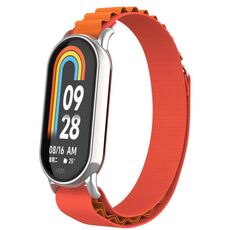 Per Xiaomi Mi Band 8 cinturino in nylon con anello in metallo (argento + arancione)