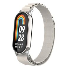 Per Xiaomi Mi Band 8 cinturino in nylon con anello in metallo (argento + luce stellare)