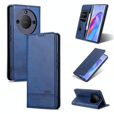 Per Honor X50 AZNS Custodia per telefono in pelle a conchiglia con struttura in vitello magnetico (blu scuro)