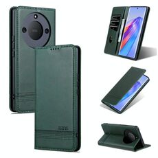 Per Honor X50 AZNS Custodia per telefono in pelle a conchiglia con struttura in vitello magnetico (verde scuro)