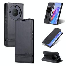 Per Honor X50 AZNS Custodia per telefono in pelle a conchiglia con struttura in vitello magnetico (nero)