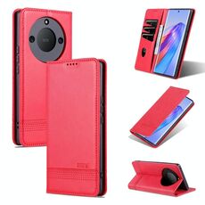 Per Honor X50 AZNS Custodia per telefono in pelle a conchiglia con struttura in vitello magnetico (rosso)
