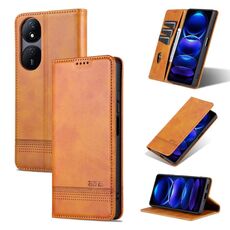 Custodia per telefono in pelle flip con texture magnetica per Honor Play 50 Plus AZNS (marrone chiaro)