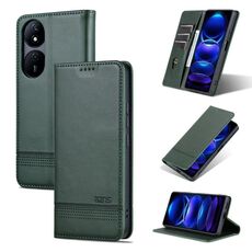 Custodia per telefono in pelle flip con texture magnetica per Honor Play 50 Plus AZNS (verde scuro)