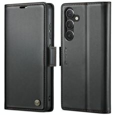 Per Samsung Galaxy S24 CaseMe 023 Custodia per telefono in pelle antifurto con fibbia a farfalla Litchi Texture RFID (nero)