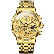 OLEVS 9947 Orologio al quarzo impermeabile multifunzionale da uomo (oro)
