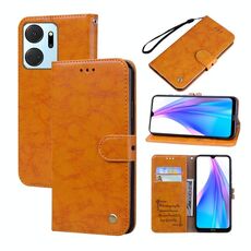 Per Honor X7a/Play7T Custodia per telefono in pelle con trama cerata ad olio (gialla)