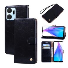Per Honor X7a/Play7T Custodia per cellulare in pelle con trama cerata a olio (nera)