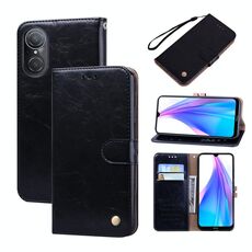 Per Honor 50 SE Custodia per telefono in pelle con trama cerata ad olio (nera)