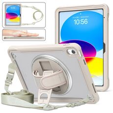 Per iPad 10th Gen 10.9 2022 Custodia per tablet ibrida resistente con manico e cinturino (cachi)