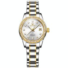 Orologio meccanico impermeabile multifunzionale da donna OLEVS 7003 (oro + bianco)