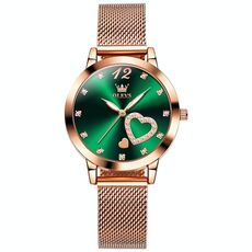 OLEVS 5189 Orologio al quarzo impermeabile a forma di cuore da donna (verde)