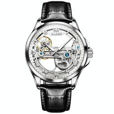 OLEVS 6661 orologio meccanico impermeabile luminoso moda uomo (bianco + argento)