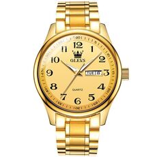 OLEVS 5567 Orologio da uomo al quarzo impermeabile con cinturino in acciaio (oro)