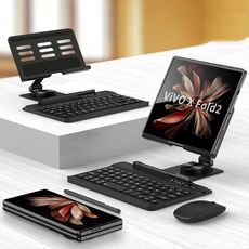 Per vivo X Fold2 GKK Tastiera Bluetooth + Supporto pieghevole + Penna capacitiva + Mouse Bluetooth (Nero)