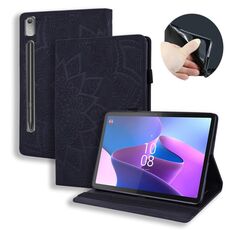 Custodia per tablet in pelle goffrata con texture di vitello per Lenovo Tab P12 12.7 (nera)