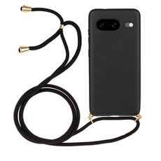 Per Google Pixel 8 Materiale in paglia di grano + Custodia protettiva in TPU con cordino (nero)
