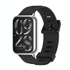 Per Xiaomi Mi Band 8 Pro Mijobs cinturino in silicone traspirante con foro piatto (nero + argento)