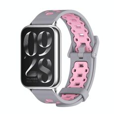 Per Xiaomi Mi Band 8 Pro Mijobs cinturino in silicone traspirante con foro quadrato (grigio rosa)