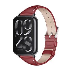 Per Xiaomi Mi Band 8 Pro Mijobs cinturino sottile in vera pelle (rosso nero)