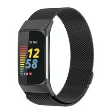 Per cinturino per orologio Fitbit Charge 6 Milan in metallo magnetico con maglia in acciaio (nero)