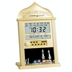 Calendario perpetuo da tavolo Sveglia Display LCD Promemoria Orologio da preghiera(Oro)