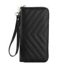 Portafoglio lungo da donna per lingerie, borsa per cellulare con frizione di grande capacità (nero)