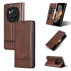 Per Honor Magic6 Pro AZNS custodia magnetica in pelle di vitello con vibrazione (marrone scuro)