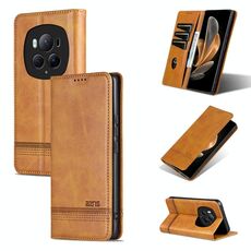 Per Honor Magic6 Pro AZNS Custodia magnetica in pelle di vitello con vibrazione (marrone chiaro)