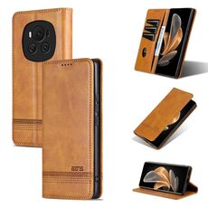 Per Honor Magic6 AZNS Custodia magnetica in pelle di vitello con vibrazione (marrone chiaro)