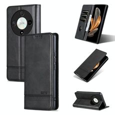 Per Honor Magic6 Lite 5G/X9b AZNS custodia magnetica in pelle di vitello con vibrazione (nera)