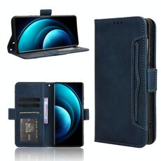 Per vivo X100 5G Custodia per telefono in pelle con texture di vitello con slot per schede (blu)