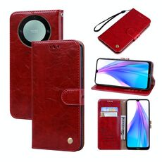 Custodia per telefono in pelle con texture a cera d'olio per Honor X9b (rossa)