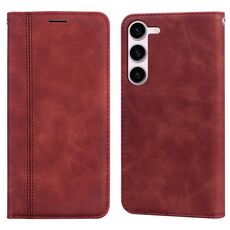 Custodia per telefono in PU con vibrazione orizzontale magnetica satinata per Samsung Galaxy S24 (marrone)