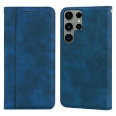 Per Samsung Galaxy S24 Custodia per telefono in PU con vibrazione orizzontale magnetica ultra satinata per affari (blu)