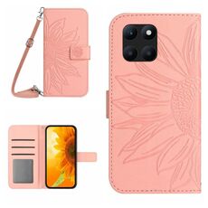 Custodia per cellulare in pelle con motivo Sun Flower per Honor X8b Skin Feel con cordino (rosa)