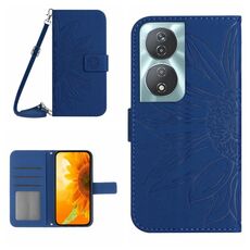 Custodia per cellulare in pelle con motivo Sun Flower per Honor 90 Smart Skin Feel con cordino (blu scuro)