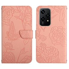 Per Honor 200 Lite HT03 Custodia per cellulare in pelle con vibrazione a farfalla in rilievo Skin Feel (rosa)
