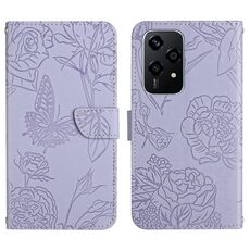 Per Honor 200 Lite HT03 Custodia per telefono in pelle con vibrazione a farfalla in rilievo Skin Feel (viola)